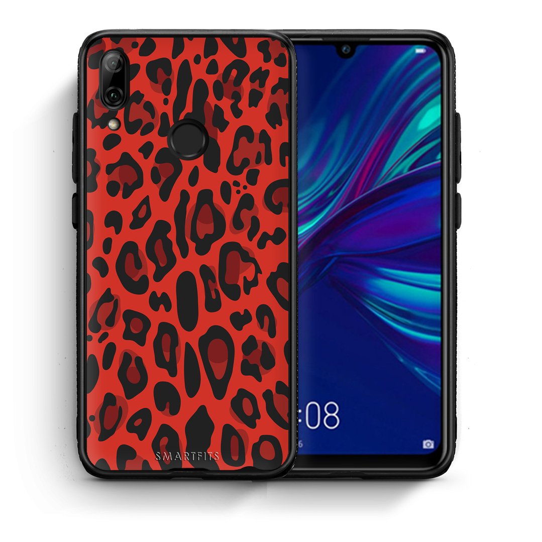 Θήκη Huawei P Smart 2019 Red Leopard Animal από τη Smartfits με σχέδιο στο πίσω μέρος και μαύρο περίβλημα | Huawei P Smart 2019 Red Leopard Animal case with colorful back and black bezels