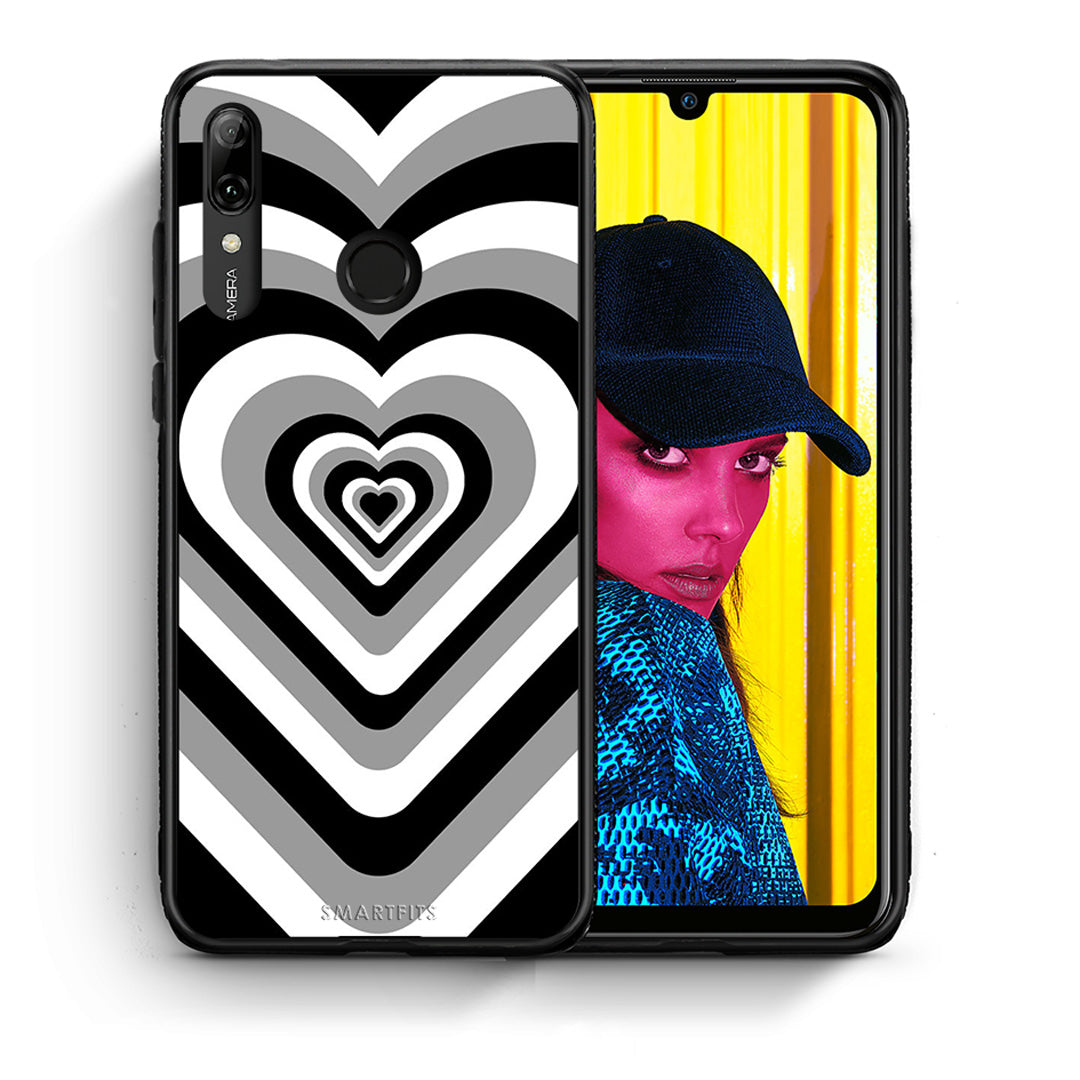 Θήκη Huawei P Smart 2019 Black Hearts από τη Smartfits με σχέδιο στο πίσω μέρος και μαύρο περίβλημα | Huawei P Smart 2019 Black Hearts case with colorful back and black bezels