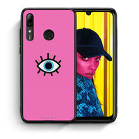 Thumbnail for Θήκη Huawei P Smart 2019 Blue Eye Pink από τη Smartfits με σχέδιο στο πίσω μέρος και μαύρο περίβλημα | Huawei P Smart 2019 Blue Eye Pink case with colorful back and black bezels