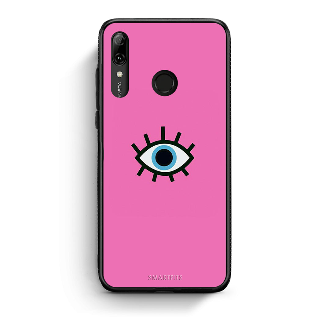 Huawei P Smart 2019 Blue Eye Pink θήκη από τη Smartfits με σχέδιο στο πίσω μέρος και μαύρο περίβλημα | Smartphone case with colorful back and black bezels by Smartfits