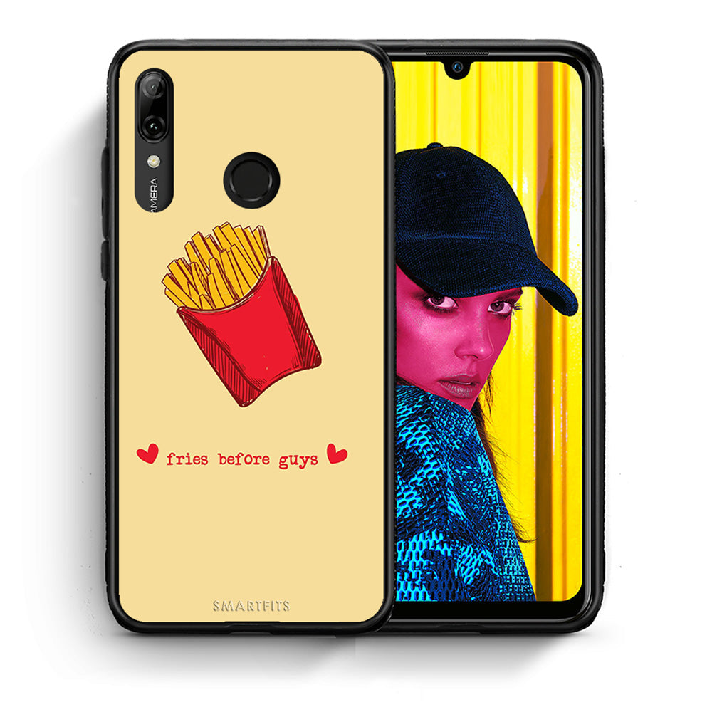 Θήκη Αγίου Βαλεντίνου Huawei P Smart 2019 Fries Before Guys από τη Smartfits με σχέδιο στο πίσω μέρος και μαύρο περίβλημα | Huawei P Smart 2019 Fries Before Guys case with colorful back and black bezels