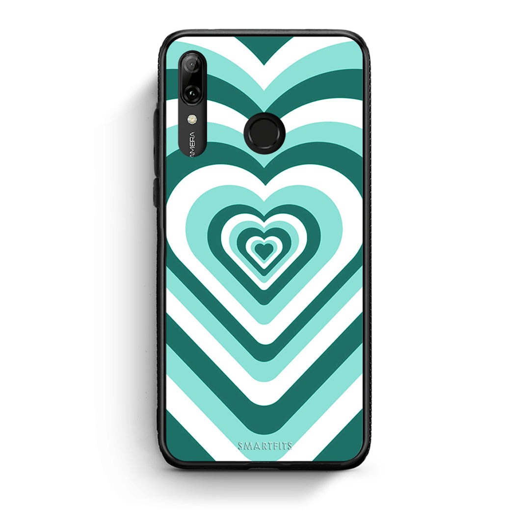 Huawei P Smart 2019 Green Hearts θήκη από τη Smartfits με σχέδιο στο πίσω μέρος και μαύρο περίβλημα | Smartphone case with colorful back and black bezels by Smartfits
