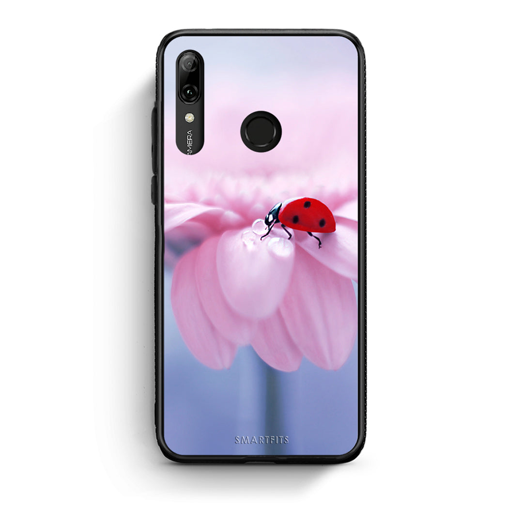 Huawei P Smart 2019 Ladybug Flower θήκη από τη Smartfits με σχέδιο στο πίσω μέρος και μαύρο περίβλημα | Smartphone case with colorful back and black bezels by Smartfits