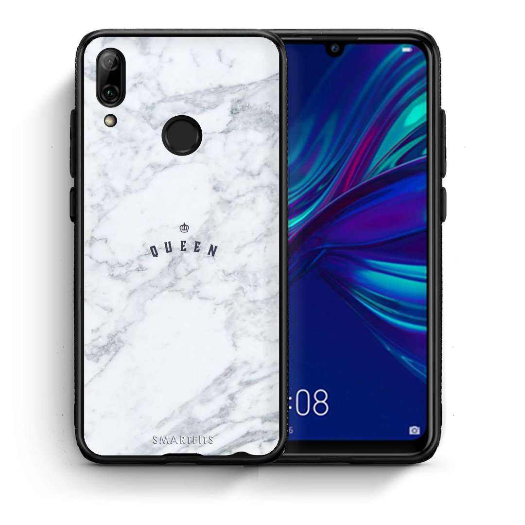 Θήκη Huawei P Smart 2019 Queen Marble από τη Smartfits με σχέδιο στο πίσω μέρος και μαύρο περίβλημα | Huawei P Smart 2019 Queen Marble case with colorful back and black bezels