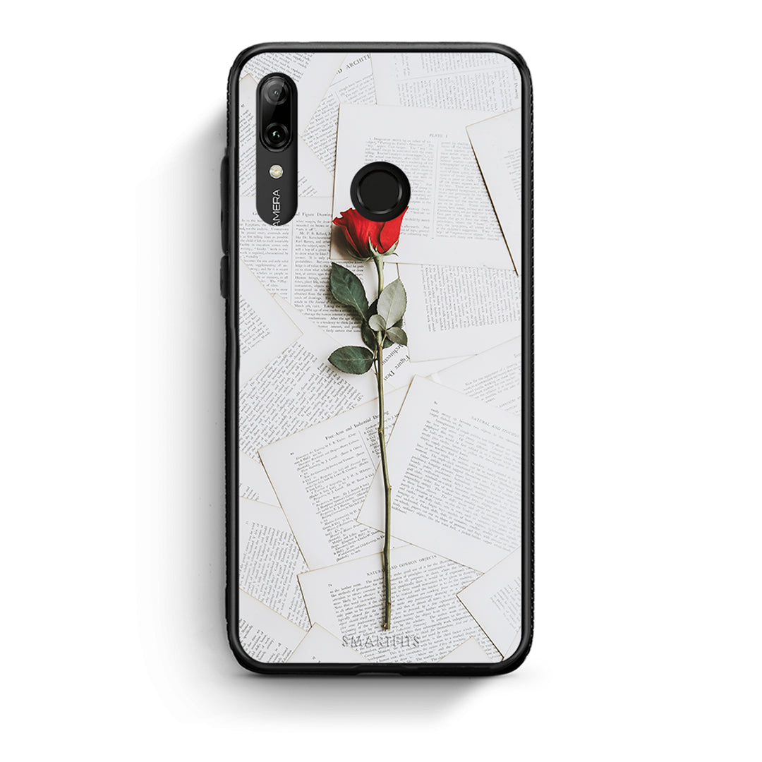 Huawei P Smart 2019 Red Rose θήκη από τη Smartfits με σχέδιο στο πίσω μέρος και μαύρο περίβλημα | Smartphone case with colorful back and black bezels by Smartfits