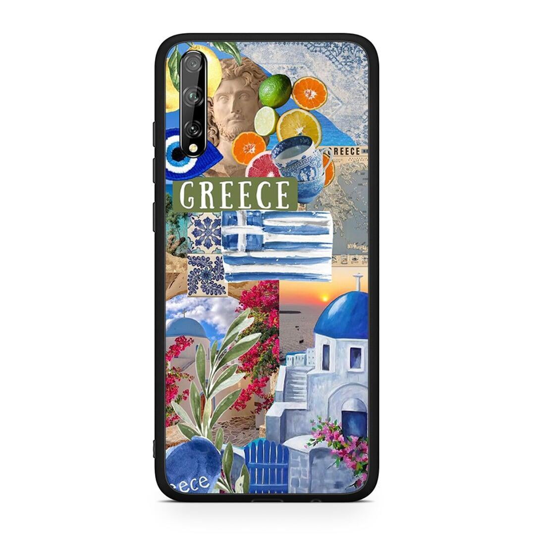 Huawei P Smart S All Greek Θήκη από τη Smartfits με σχέδιο στο πίσω μέρος και μαύρο περίβλημα | Smartphone case with colorful back and black bezels by Smartfits