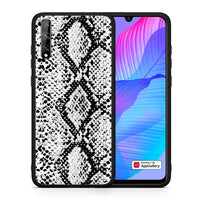 Thumbnail for Θήκη Huawei P Smart S White Snake Animal από τη Smartfits με σχέδιο στο πίσω μέρος και μαύρο περίβλημα | Huawei P Smart S White Snake Animal case with colorful back and black bezels