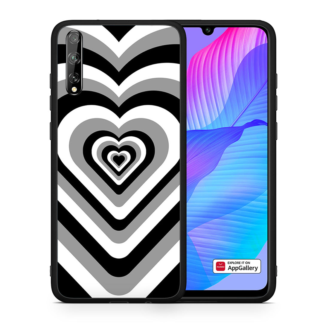 Θήκη Huawei P Smart S Black Hearts από τη Smartfits με σχέδιο στο πίσω μέρος και μαύρο περίβλημα | Huawei P Smart S Black Hearts case with colorful back and black bezels