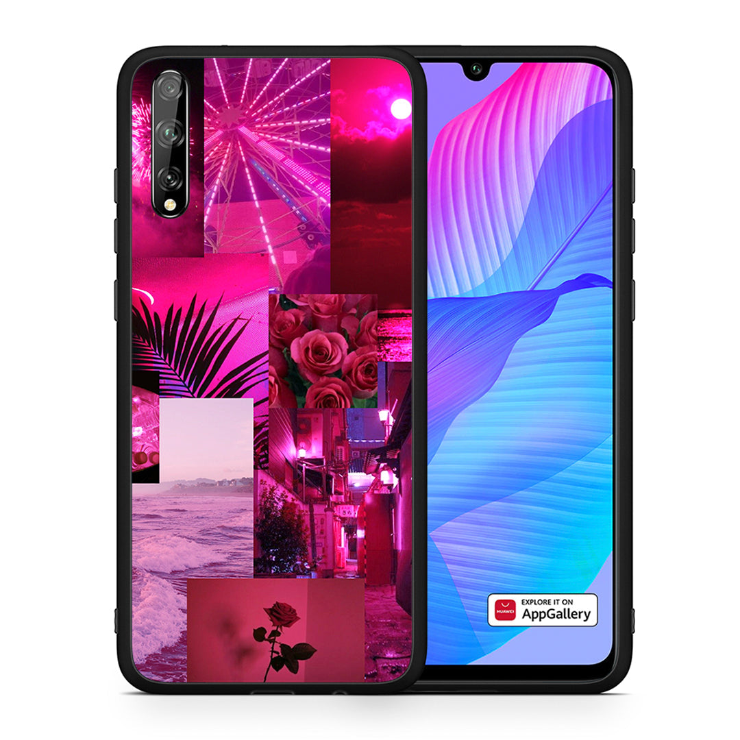 Θήκη Αγίου Βαλεντίνου Huawei P Smart S Collage Red Roses από τη Smartfits με σχέδιο στο πίσω μέρος και μαύρο περίβλημα | Huawei P Smart S Collage Red Roses case with colorful back and black bezels