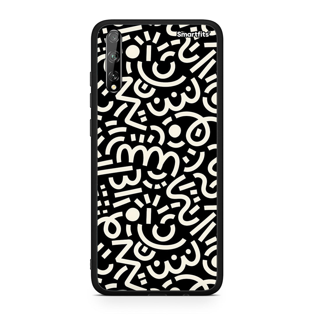 Huawei P Smart S Doodle Art Θήκη από τη Smartfits με σχέδιο στο πίσω μέρος και μαύρο περίβλημα | Smartphone case with colorful back and black bezels by Smartfits
