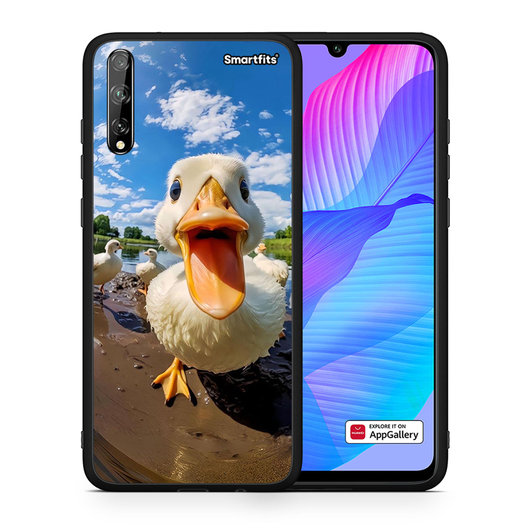 Θήκη Huawei P Smart S Duck Face από τη Smartfits με σχέδιο στο πίσω μέρος και μαύρο περίβλημα | Huawei P Smart S Duck Face case with colorful back and black bezels