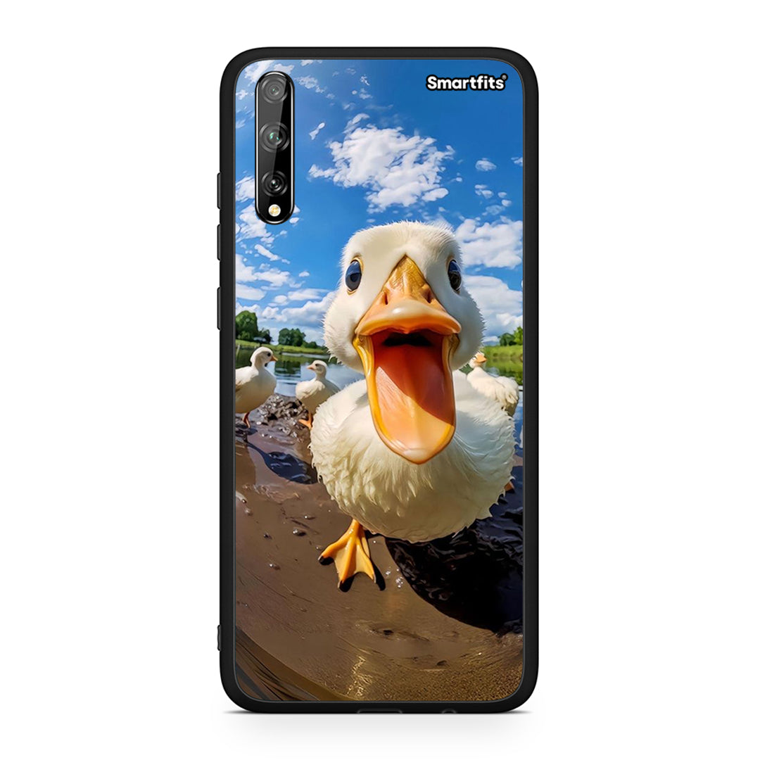 Huawei P Smart S Duck Face θήκη από τη Smartfits με σχέδιο στο πίσω μέρος και μαύρο περίβλημα | Smartphone case with colorful back and black bezels by Smartfits