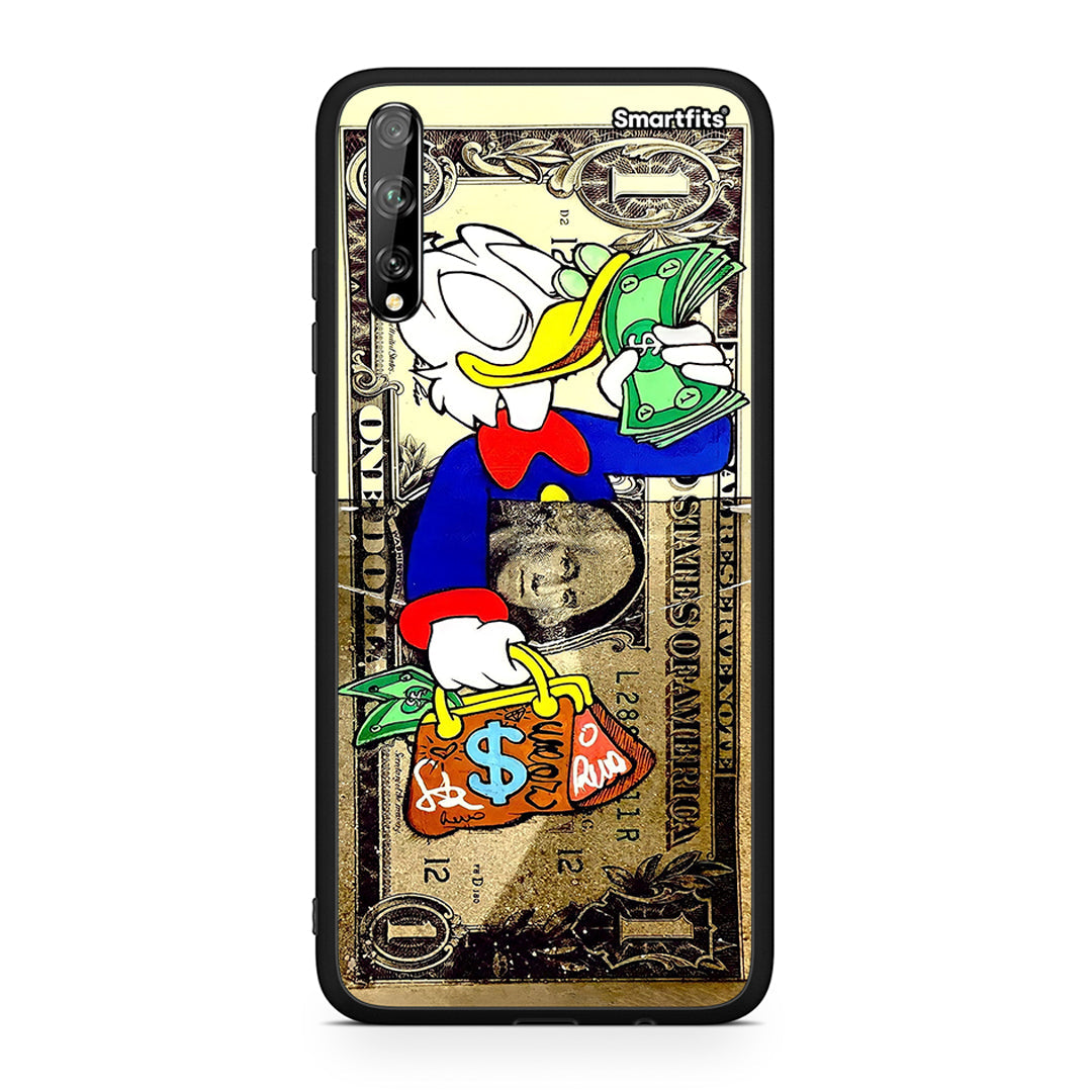 Huawei P Smart S Duck Money Θήκη από τη Smartfits με σχέδιο στο πίσω μέρος και μαύρο περίβλημα | Smartphone case with colorful back and black bezels by Smartfits