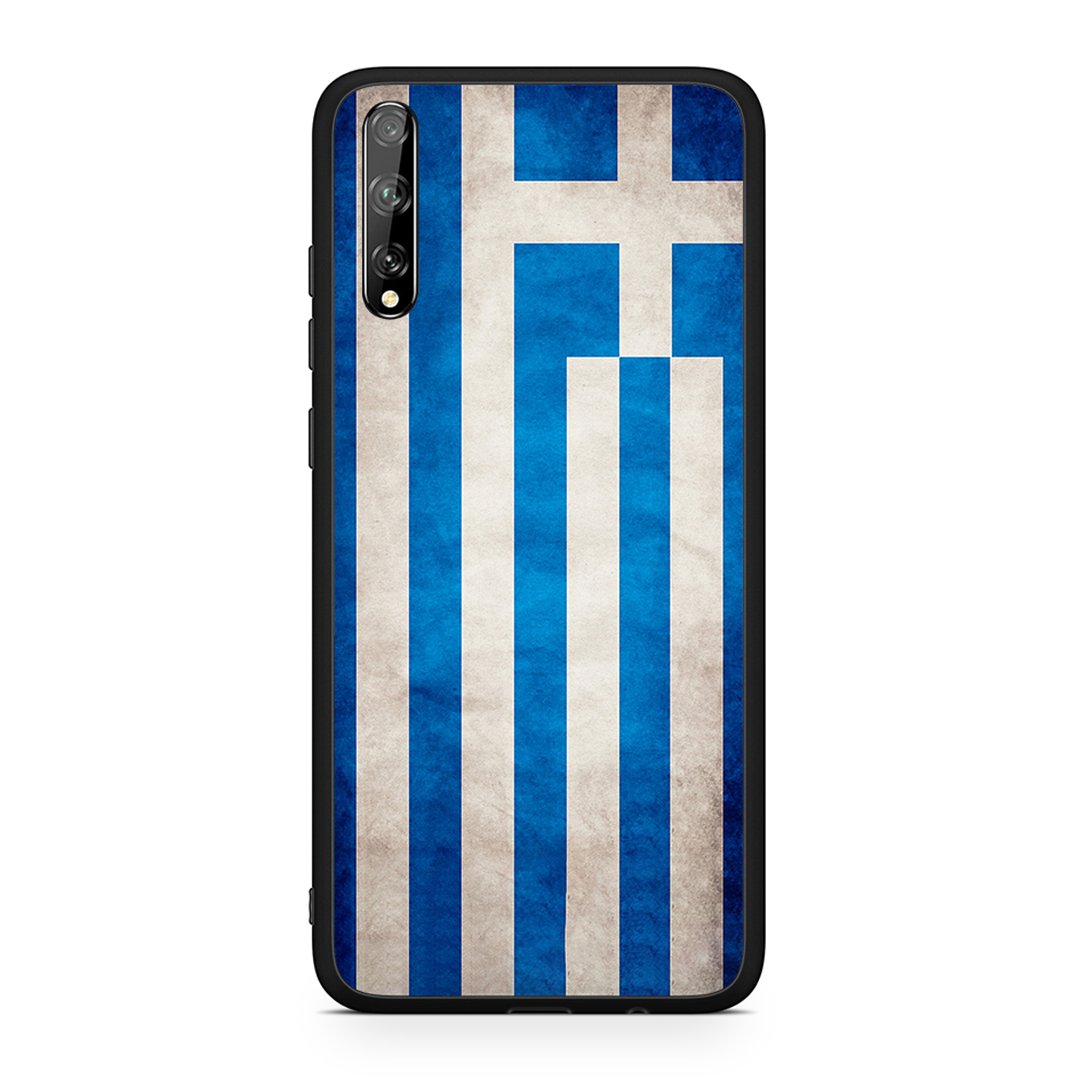 Huawei P Smart S Greek Flag θήκη από τη Smartfits με σχέδιο στο πίσω μέρος και μαύρο περίβλημα | Smartphone case with colorful back and black bezels by Smartfits