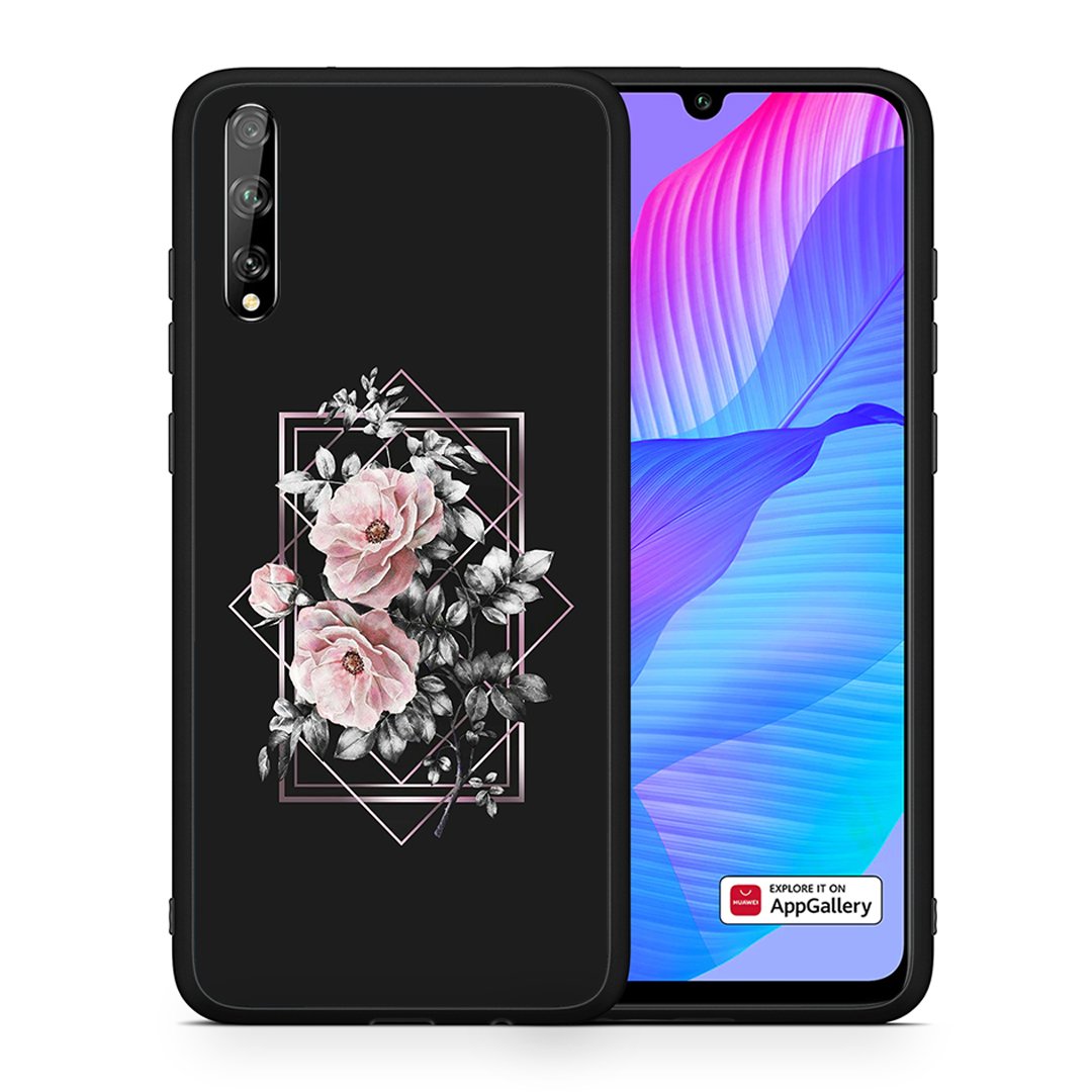 Θήκη Huawei P Smart S Frame Flower από τη Smartfits με σχέδιο στο πίσω μέρος και μαύρο περίβλημα | Huawei P Smart S Frame Flower case with colorful back and black bezels