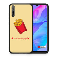 Thumbnail for Θήκη Αγίου Βαλεντίνου Huawei P Smart S Fries Before Guys από τη Smartfits με σχέδιο στο πίσω μέρος και μαύρο περίβλημα | Huawei P Smart S Fries Before Guys case with colorful back and black bezels