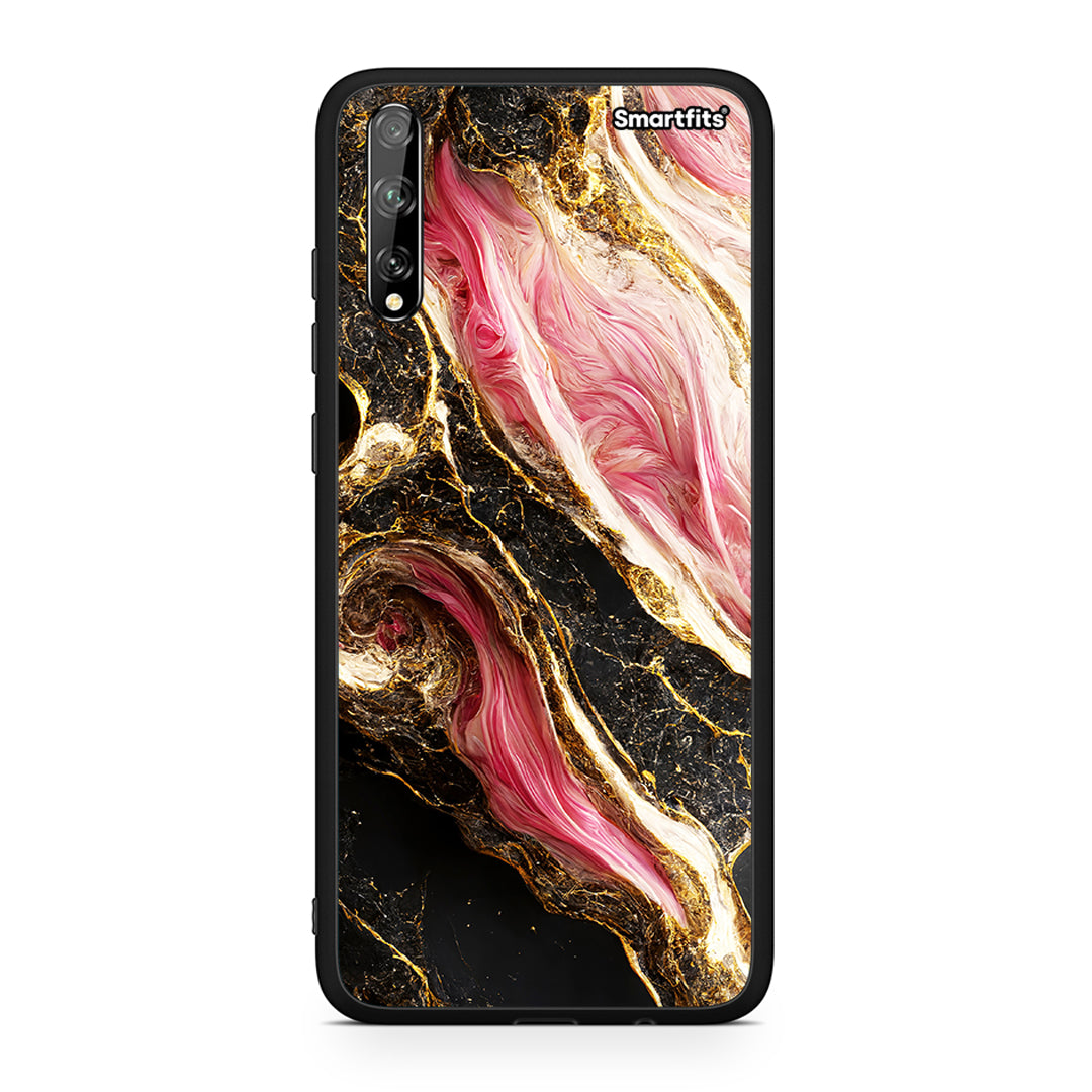 Huawei P Smart S Glamorous Pink Marble θήκη από τη Smartfits με σχέδιο στο πίσω μέρος και μαύρο περίβλημα | Smartphone case with colorful back and black bezels by Smartfits