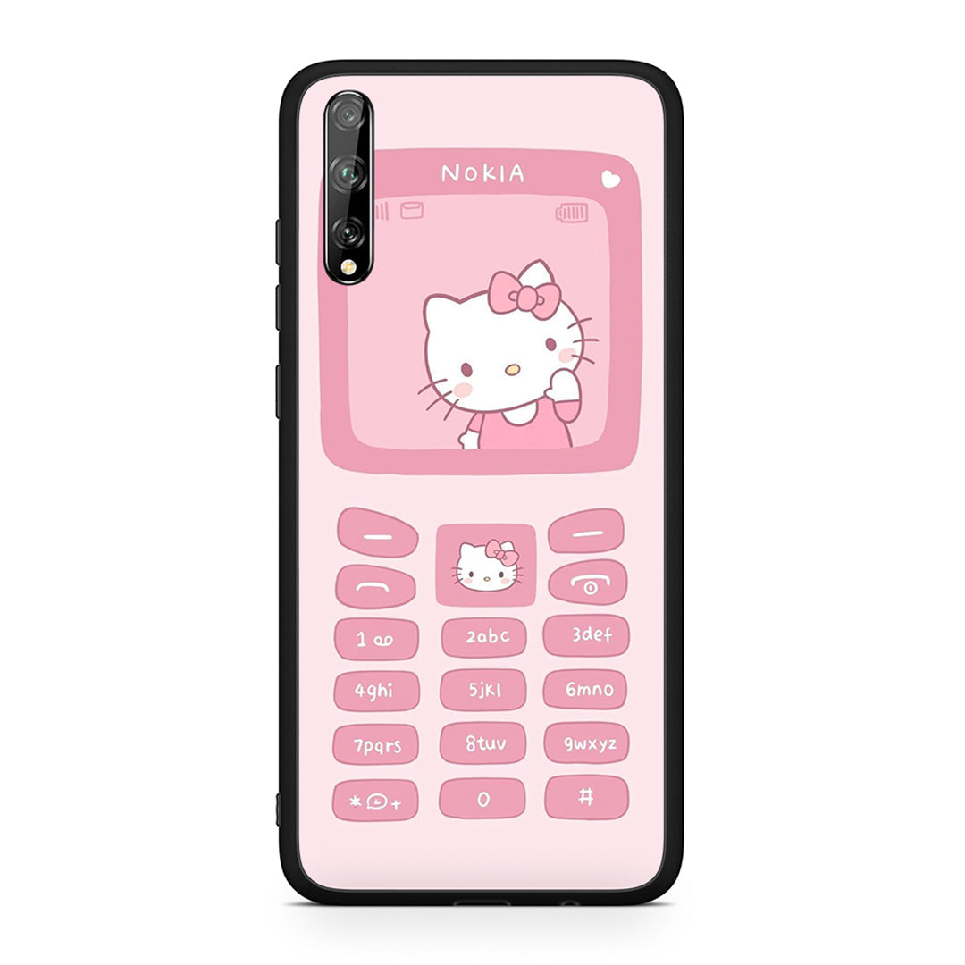 Huawei P Smart S Hello Kitten Θήκη Αγίου Βαλεντίνου από τη Smartfits με σχέδιο στο πίσω μέρος και μαύρο περίβλημα | Smartphone case with colorful back and black bezels by Smartfits