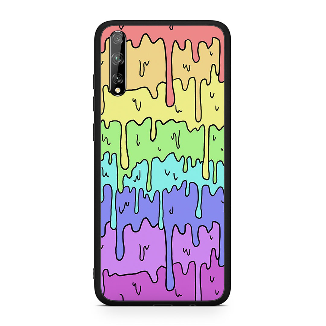 Huawei P Smart S Melting Rainbow θήκη από τη Smartfits με σχέδιο στο πίσω μέρος και μαύρο περίβλημα | Smartphone case with colorful back and black bezels by Smartfits