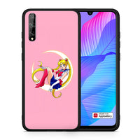 Thumbnail for Θήκη Huawei P Smart S Moon Girl από τη Smartfits με σχέδιο στο πίσω μέρος και μαύρο περίβλημα | Huawei P Smart S Moon Girl case with colorful back and black bezels