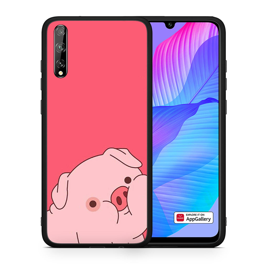 Θήκη Αγίου Βαλεντίνου Huawei P Smart S Pig Love 1 από τη Smartfits με σχέδιο στο πίσω μέρος και μαύρο περίβλημα | Huawei P Smart S Pig Love 1 case with colorful back and black bezels