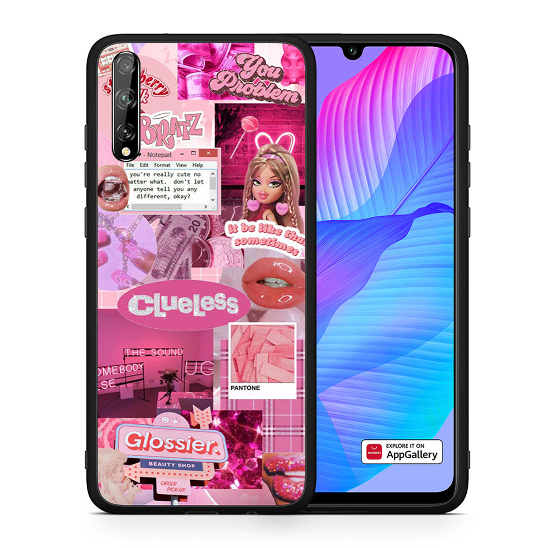 Θήκη Αγίου Βαλεντίνου Huawei P Smart S Pink Love από τη Smartfits με σχέδιο στο πίσω μέρος και μαύρο περίβλημα | Huawei P Smart S Pink Love case with colorful back and black bezels