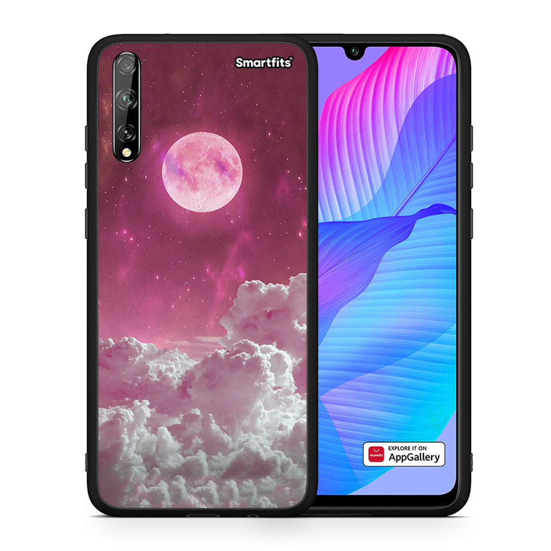 Θήκη Huawei P Smart S Pink Moon από τη Smartfits με σχέδιο στο πίσω μέρος και μαύρο περίβλημα | Huawei P Smart S Pink Moon case with colorful back and black bezels