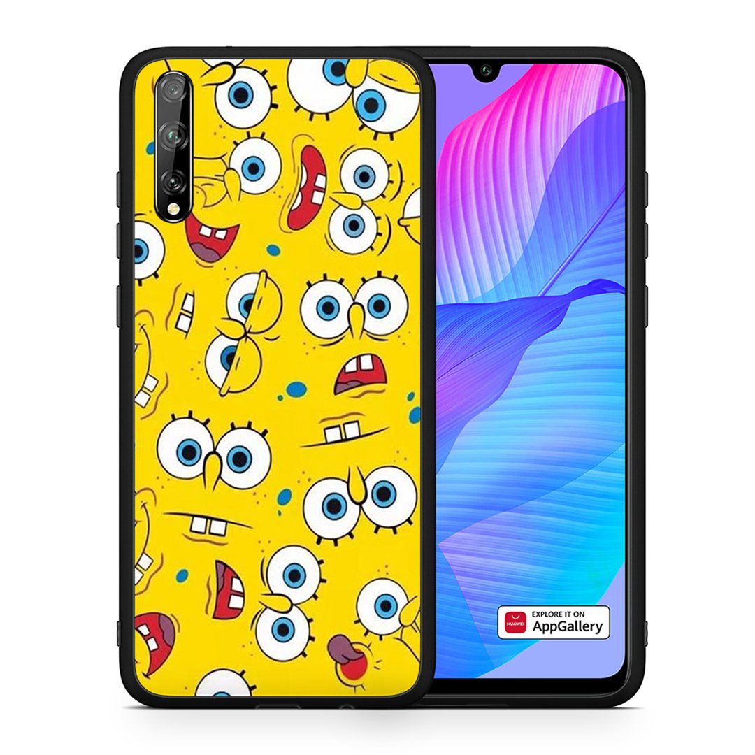 Θήκη Huawei P Smart S Sponge PopArt από τη Smartfits με σχέδιο στο πίσω μέρος και μαύρο περίβλημα | Huawei P Smart S Sponge PopArt case with colorful back and black bezels