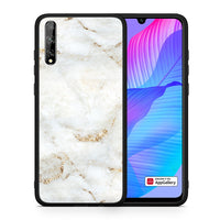 Thumbnail for Θήκη Huawei P Smart S White Gold Marble από τη Smartfits με σχέδιο στο πίσω μέρος και μαύρο περίβλημα | Huawei P Smart S White Gold Marble case with colorful back and black bezels