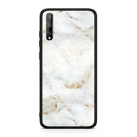 Thumbnail for Huawei P Smart S White Gold Marble θήκη από τη Smartfits με σχέδιο στο πίσω μέρος και μαύρο περίβλημα | Smartphone case with colorful back and black bezels by Smartfits