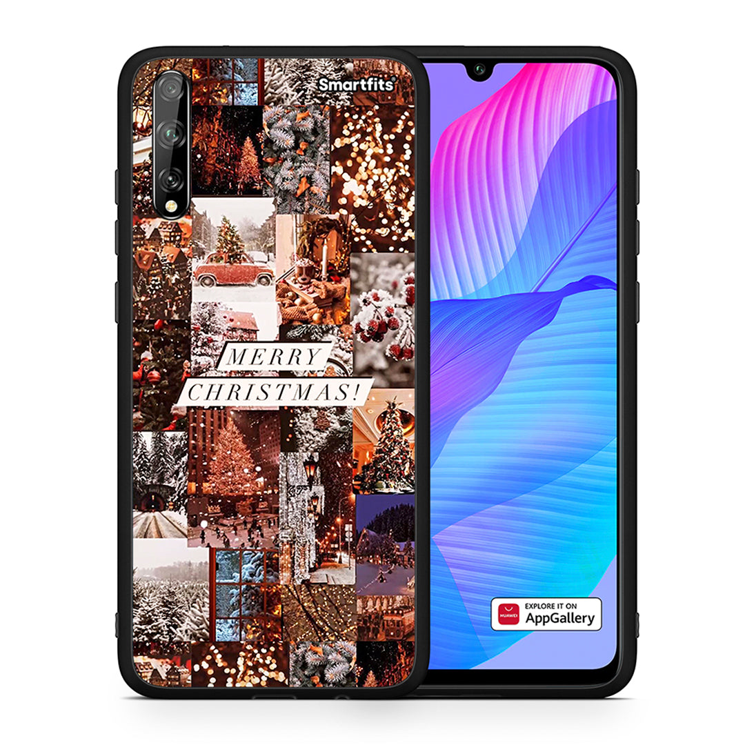 Θήκη Huawei P Smart S Xmas Collage από τη Smartfits με σχέδιο στο πίσω μέρος και μαύρο περίβλημα | Huawei P Smart S Xmas Collage case with colorful back and black bezels