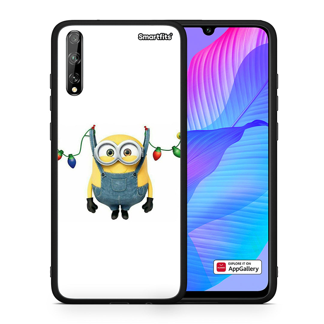 Θήκη Huawei P Smart S Xmas Minion Lights από τη Smartfits με σχέδιο στο πίσω μέρος και μαύρο περίβλημα | Huawei P Smart S Xmas Minion Lights case with colorful back and black bezels