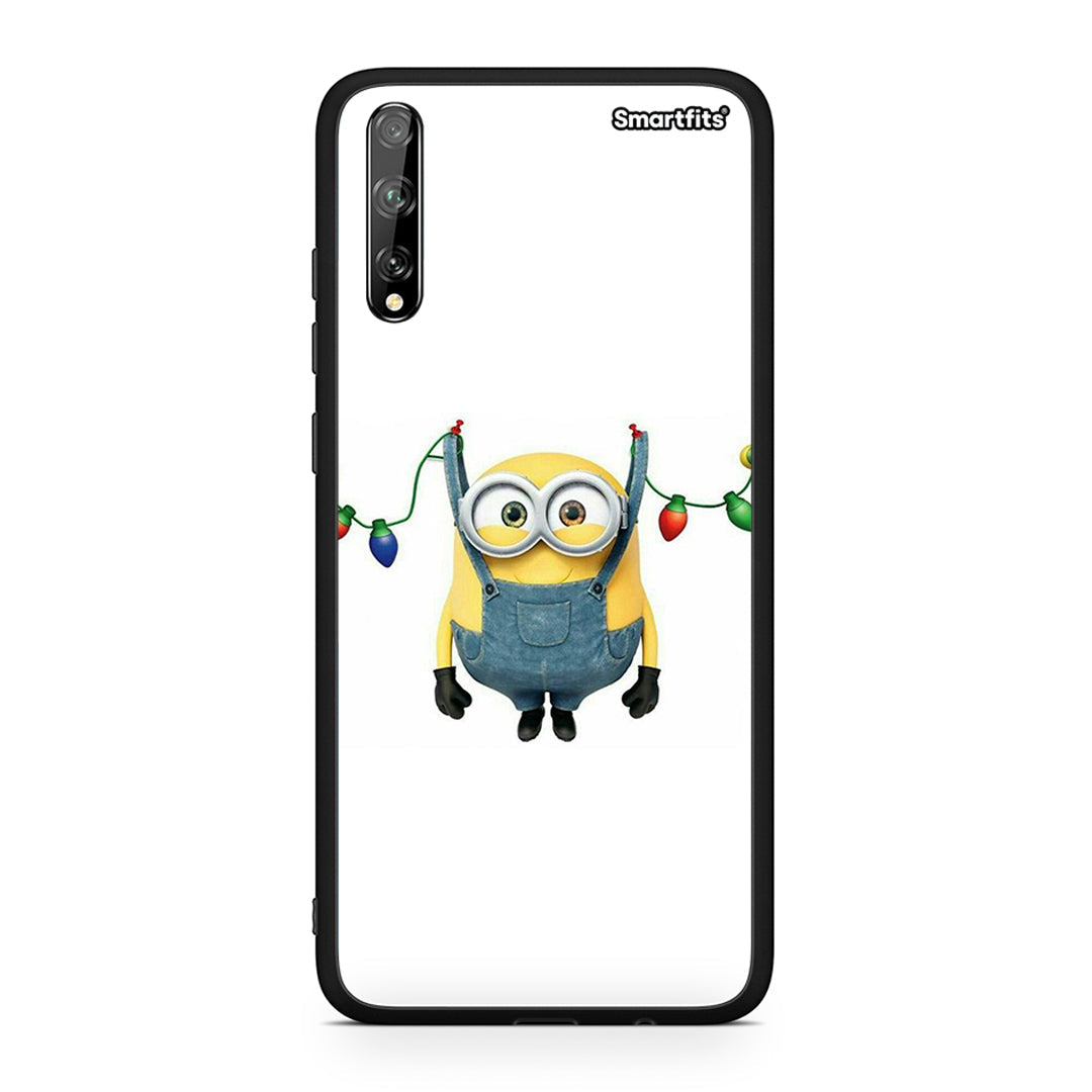 Huawei P Smart S Xmas Minion Lights θήκη από τη Smartfits με σχέδιο στο πίσω μέρος και μαύρο περίβλημα | Smartphone case with colorful back and black bezels by Smartfits