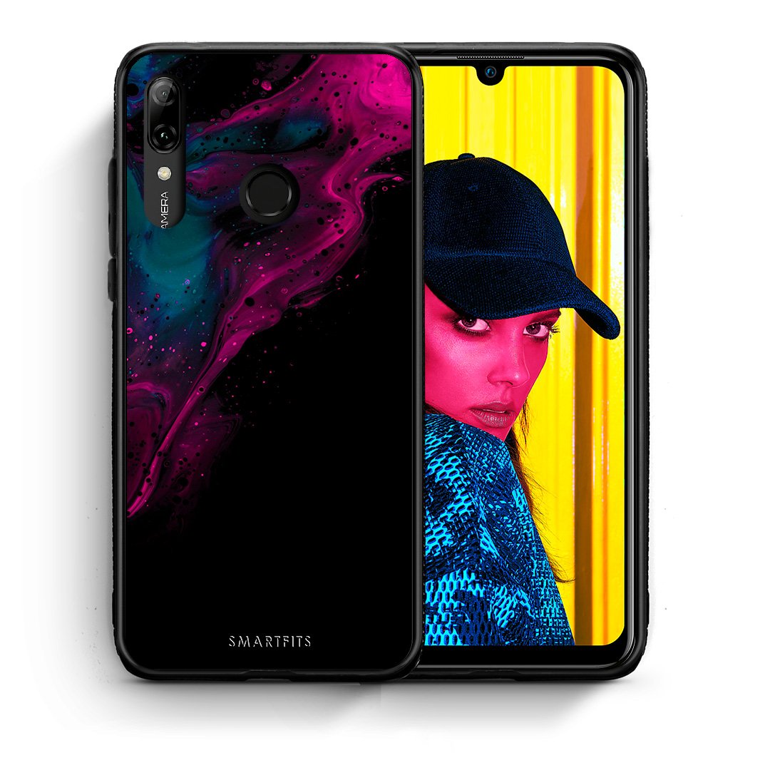 Θήκη Huawei P Smart 2019 Pink Black Watercolor από τη Smartfits με σχέδιο στο πίσω μέρος και μαύρο περίβλημα | Huawei P Smart 2019 Pink Black Watercolor case with colorful back and black bezels