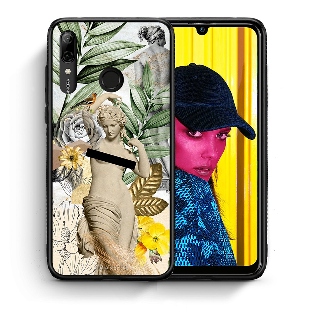 Θήκη Huawei P Smart 2019 Woman Statue από τη Smartfits με σχέδιο στο πίσω μέρος και μαύρο περίβλημα | Huawei P Smart 2019 Woman Statue case with colorful back and black bezels