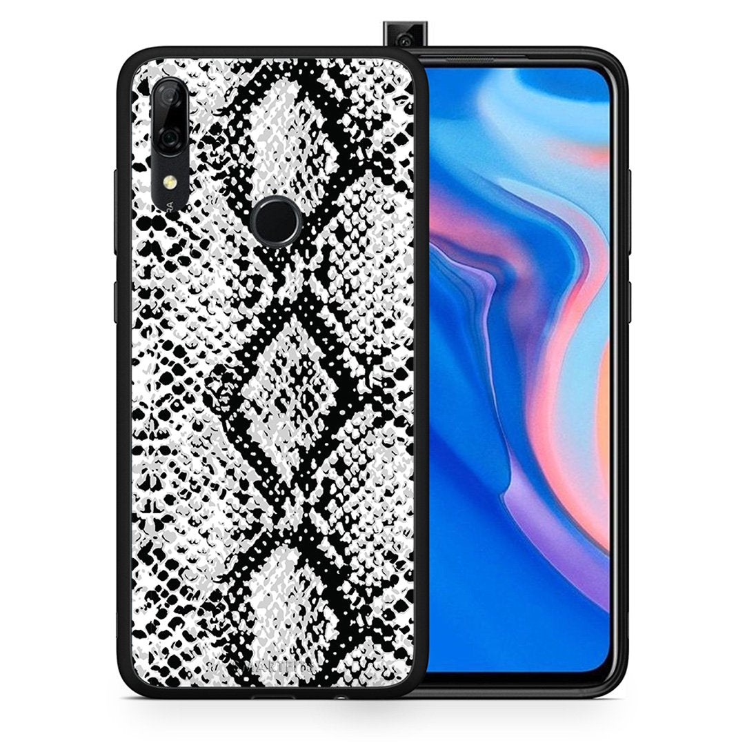 Θήκη Huawei P Smart Z White Snake Animal από τη Smartfits με σχέδιο στο πίσω μέρος και μαύρο περίβλημα | Huawei P Smart Z White Snake Animal case with colorful back and black bezels