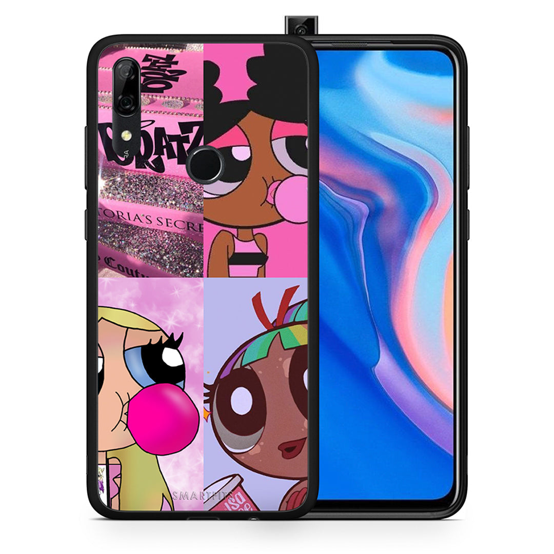 Θήκη Αγίου Βαλεντίνου Huawei P Smart Z Bubble Girls από τη Smartfits με σχέδιο στο πίσω μέρος και μαύρο περίβλημα | Huawei P Smart Z Bubble Girls case with colorful back and black bezels