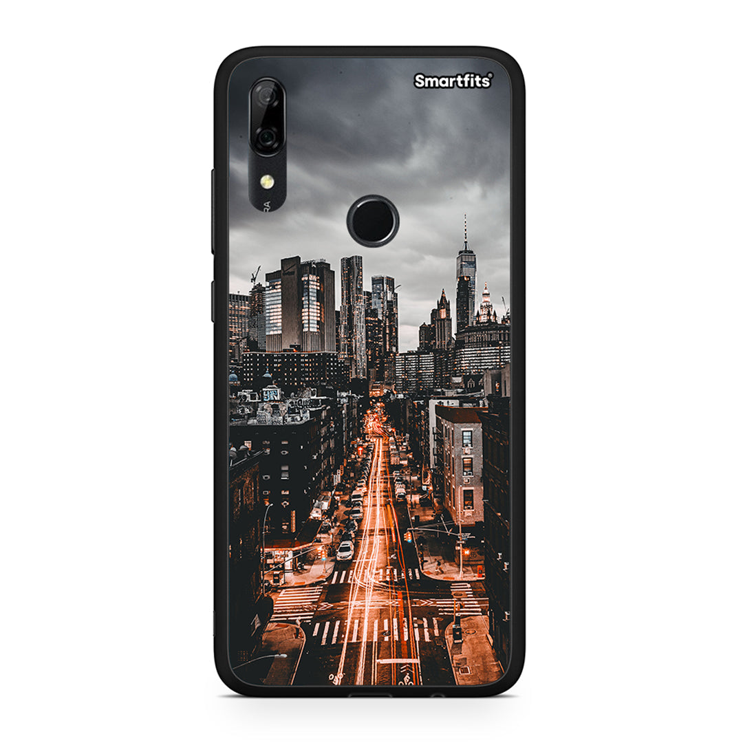 Huawei P Smart Z City Lights θήκη από τη Smartfits με σχέδιο στο πίσω μέρος και μαύρο περίβλημα | Smartphone case with colorful back and black bezels by Smartfits