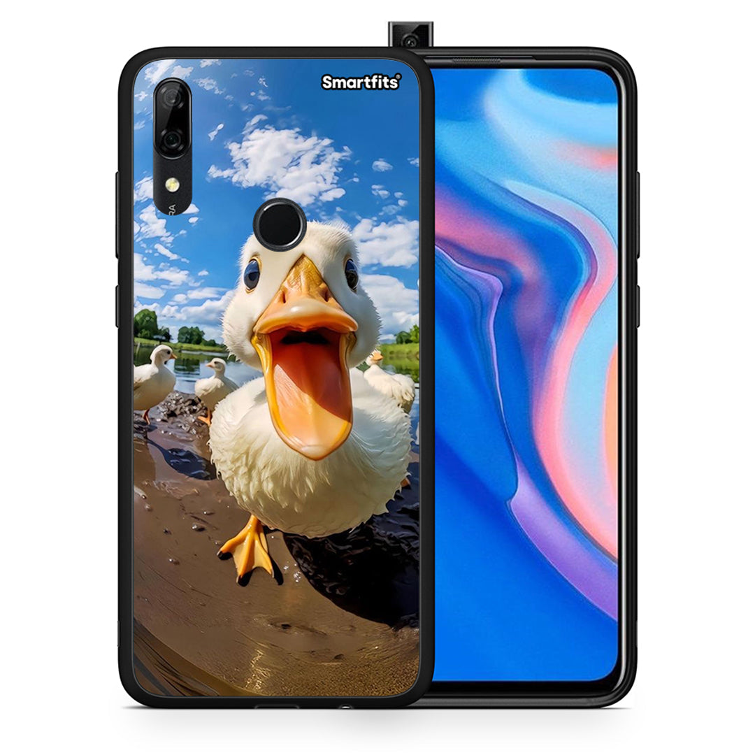 Θήκη Huawei P Smart Z Duck Face από τη Smartfits με σχέδιο στο πίσω μέρος και μαύρο περίβλημα | Huawei P Smart Z Duck Face case with colorful back and black bezels