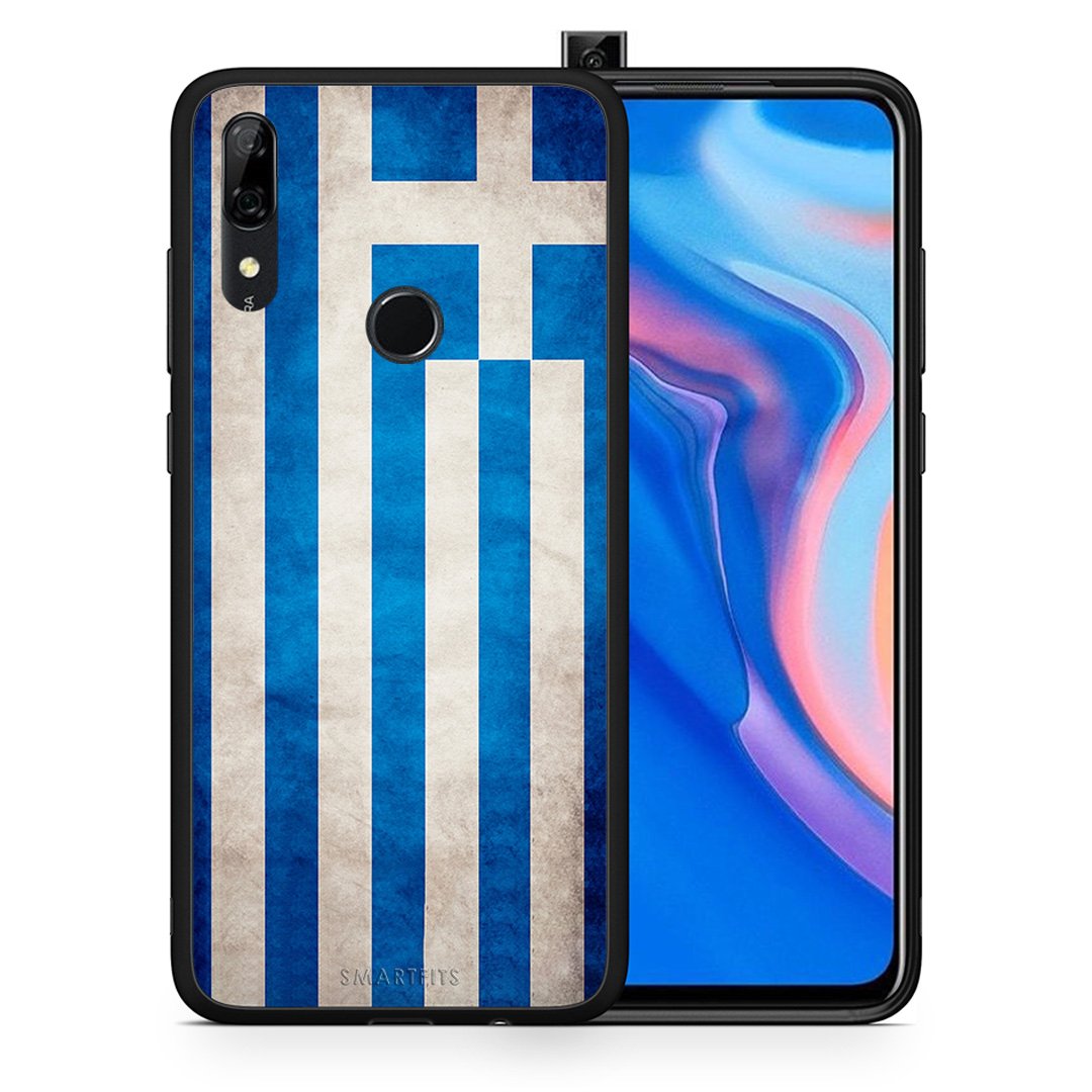 Θήκη Huawei P Smart Z Greek Flag από τη Smartfits με σχέδιο στο πίσω μέρος και μαύρο περίβλημα | Huawei P Smart Z Greek Flag case with colorful back and black bezels