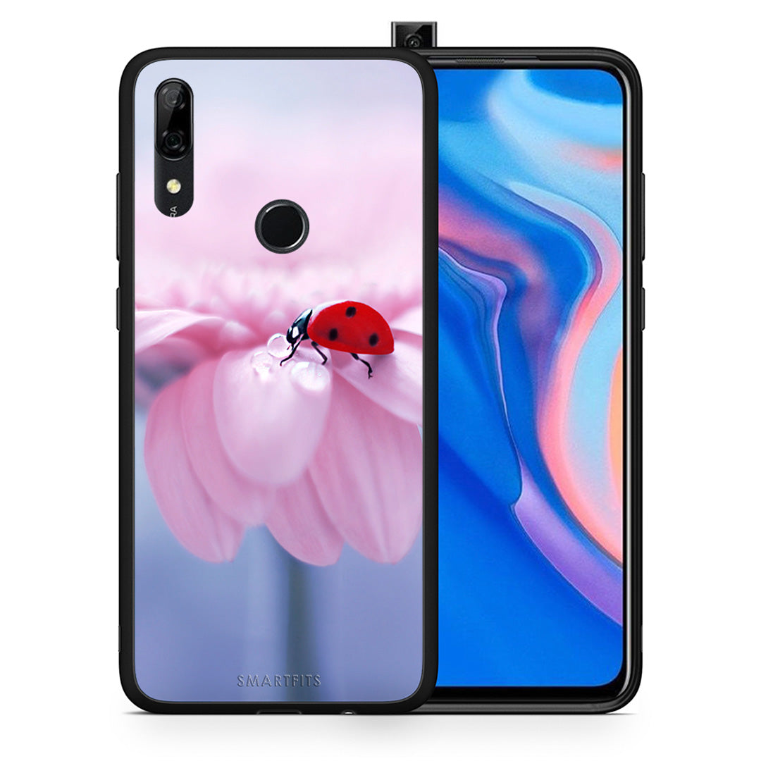 Θήκη Huawei P Smart Z Ladybug Flower από τη Smartfits με σχέδιο στο πίσω μέρος και μαύρο περίβλημα | Huawei P Smart Z Ladybug Flower case with colorful back and black bezels