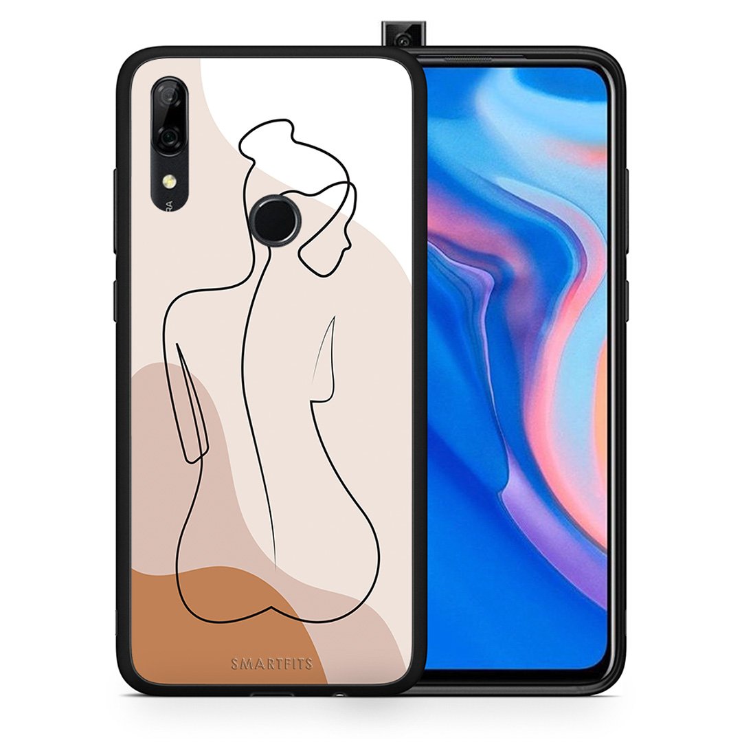 Θήκη Huawei P Smart Z LineArt Woman από τη Smartfits με σχέδιο στο πίσω μέρος και μαύρο περίβλημα | Huawei P Smart Z LineArt Woman case with colorful back and black bezels