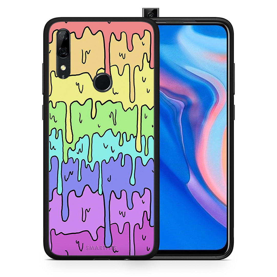 Θήκη Huawei P Smart Z Melting Rainbow από τη Smartfits με σχέδιο στο πίσω μέρος και μαύρο περίβλημα | Huawei P Smart Z Melting Rainbow case with colorful back and black bezels