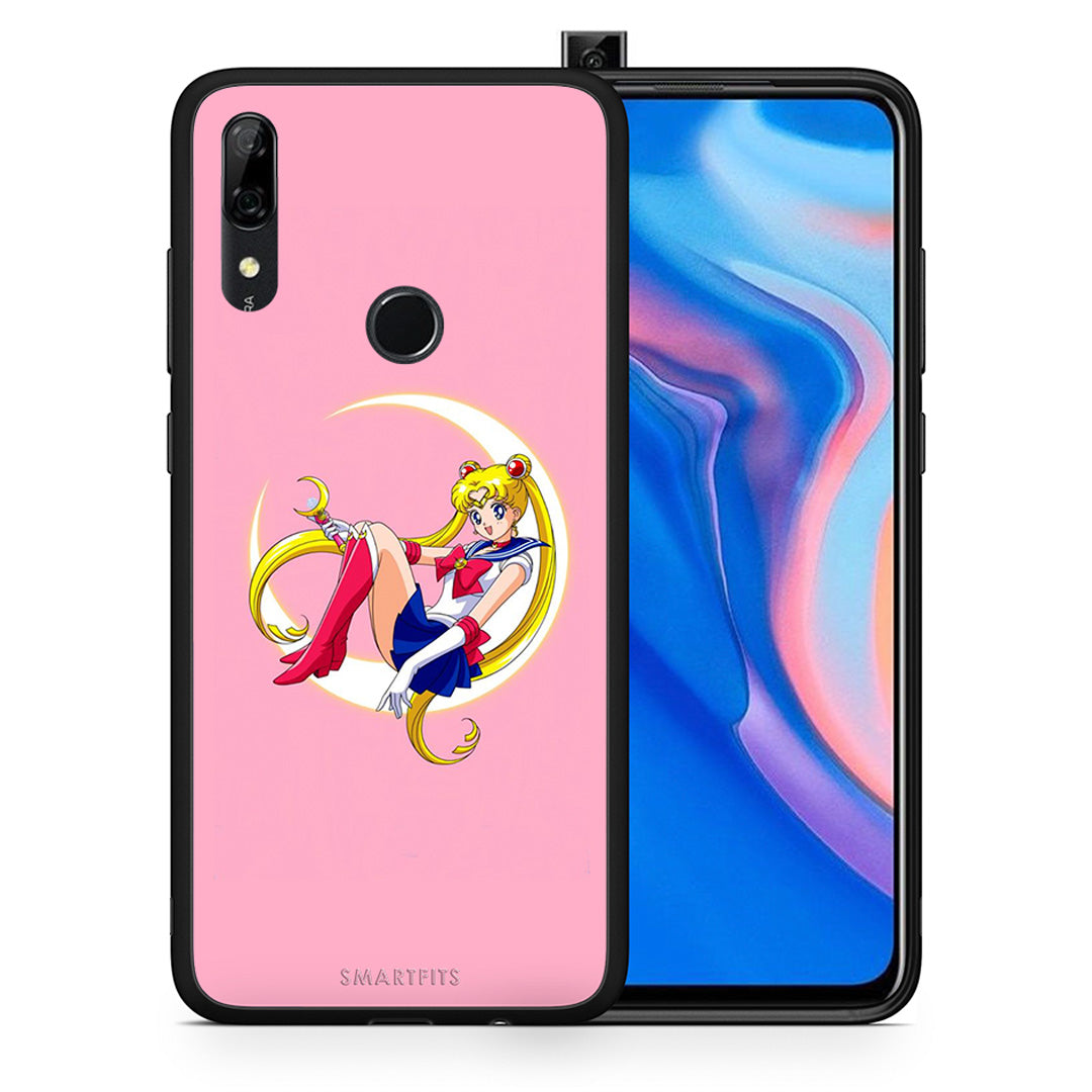 Θήκη Huawei P Smart Z Moon Girl από τη Smartfits με σχέδιο στο πίσω μέρος και μαύρο περίβλημα | Huawei P Smart Z Moon Girl case with colorful back and black bezels