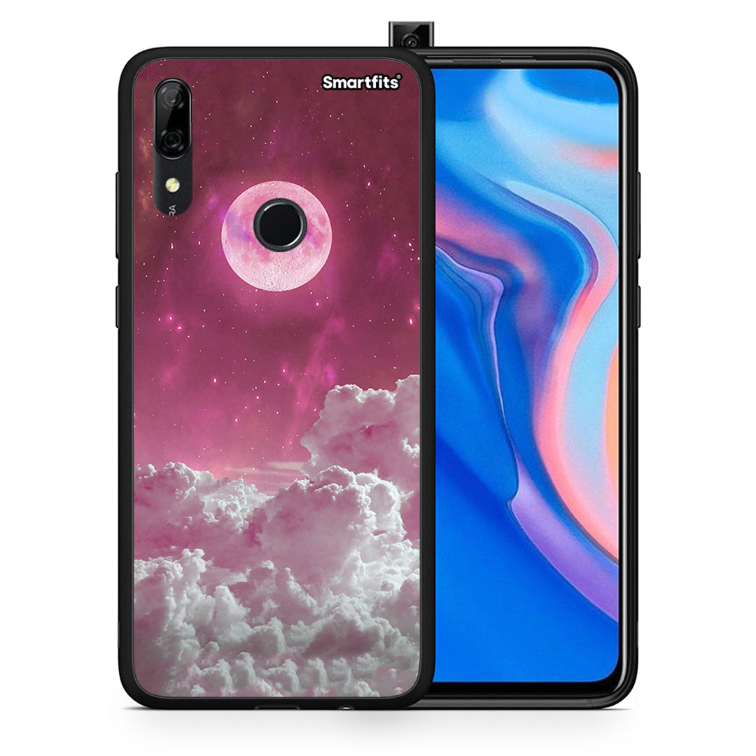 Θήκη Huawei P Smart Z Pink Moon από τη Smartfits με σχέδιο στο πίσω μέρος και μαύρο περίβλημα | Huawei P Smart Z Pink Moon case with colorful back and black bezels