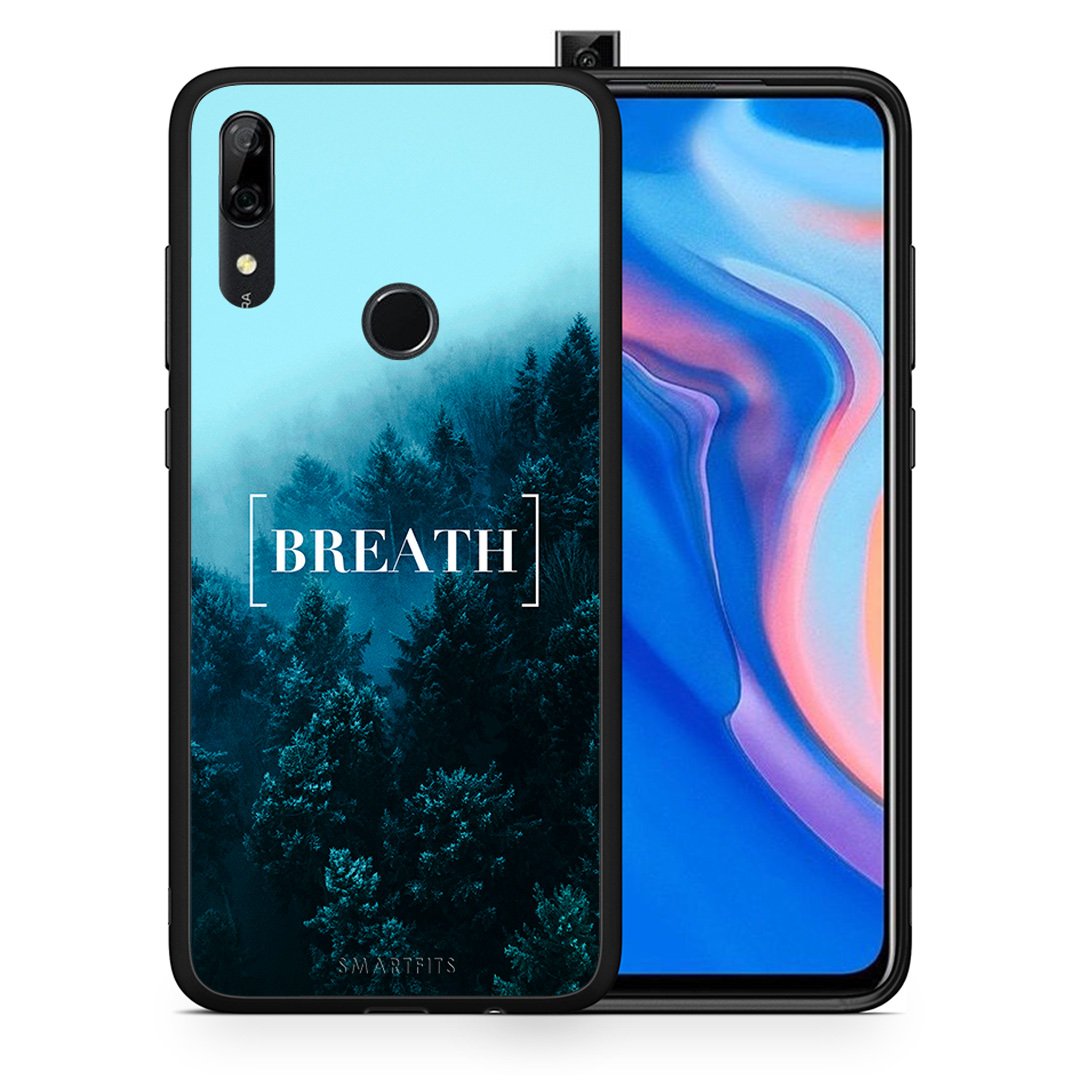 Θήκη Huawei P Smart Z Breath Quote από τη Smartfits με σχέδιο στο πίσω μέρος και μαύρο περίβλημα | Huawei P Smart Z Breath Quote case with colorful back and black bezels