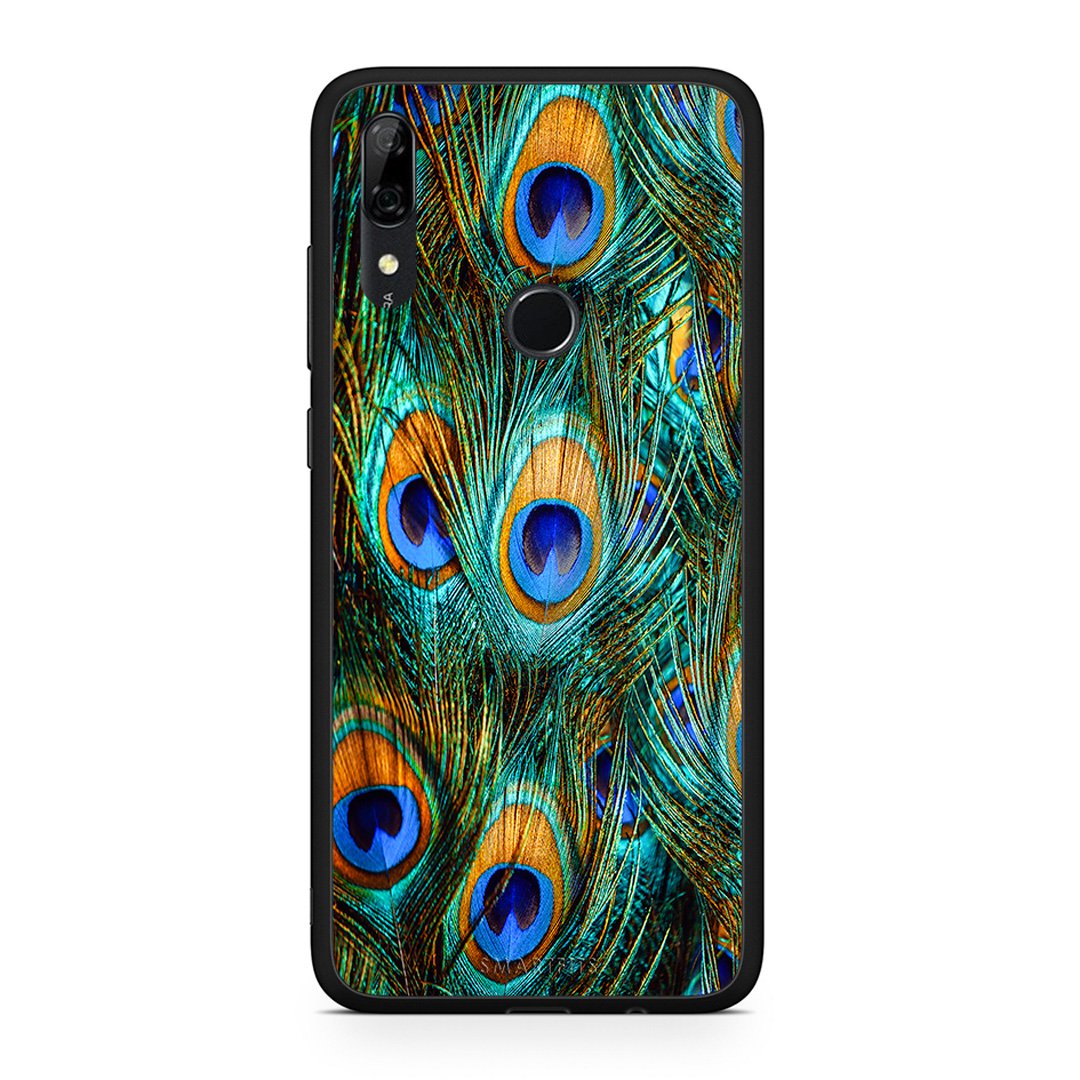 Huawei P Smart Z Real Peacock Feathers θήκη από τη Smartfits με σχέδιο στο πίσω μέρος και μαύρο περίβλημα | Smartphone case with colorful back and black bezels by Smartfits