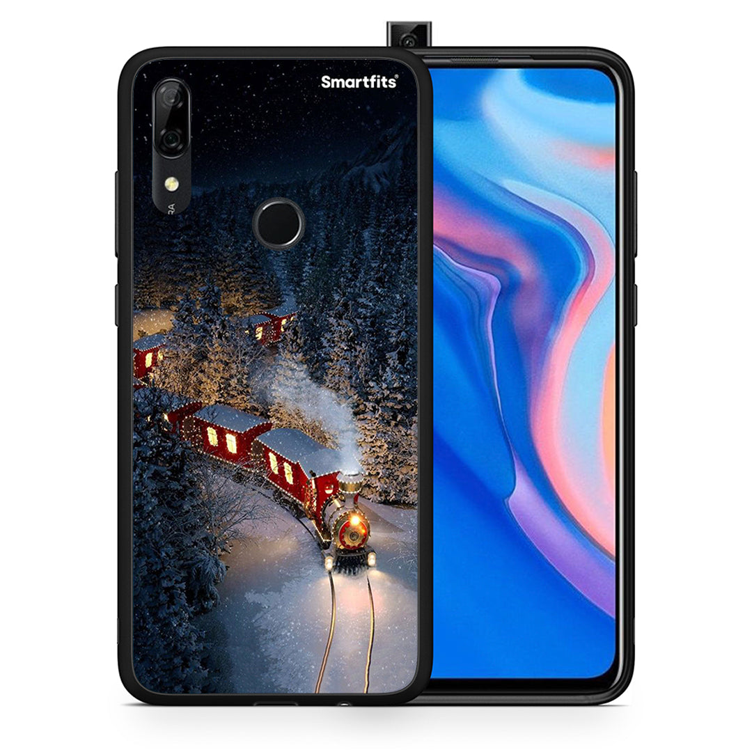 Θήκη Huawei P Smart Z Xmas Train από τη Smartfits με σχέδιο στο πίσω μέρος και μαύρο περίβλημα | Huawei P Smart Z Xmas Train case with colorful back and black bezels