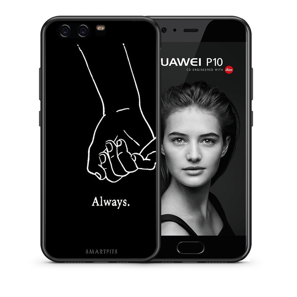 Θήκη Αγίου Βαλεντίνου Huawei P10 Lite Always & Forever 1 από τη Smartfits με σχέδιο στο πίσω μέρος και μαύρο περίβλημα | Huawei P10 Lite Always & Forever 1 case with colorful back and black bezels