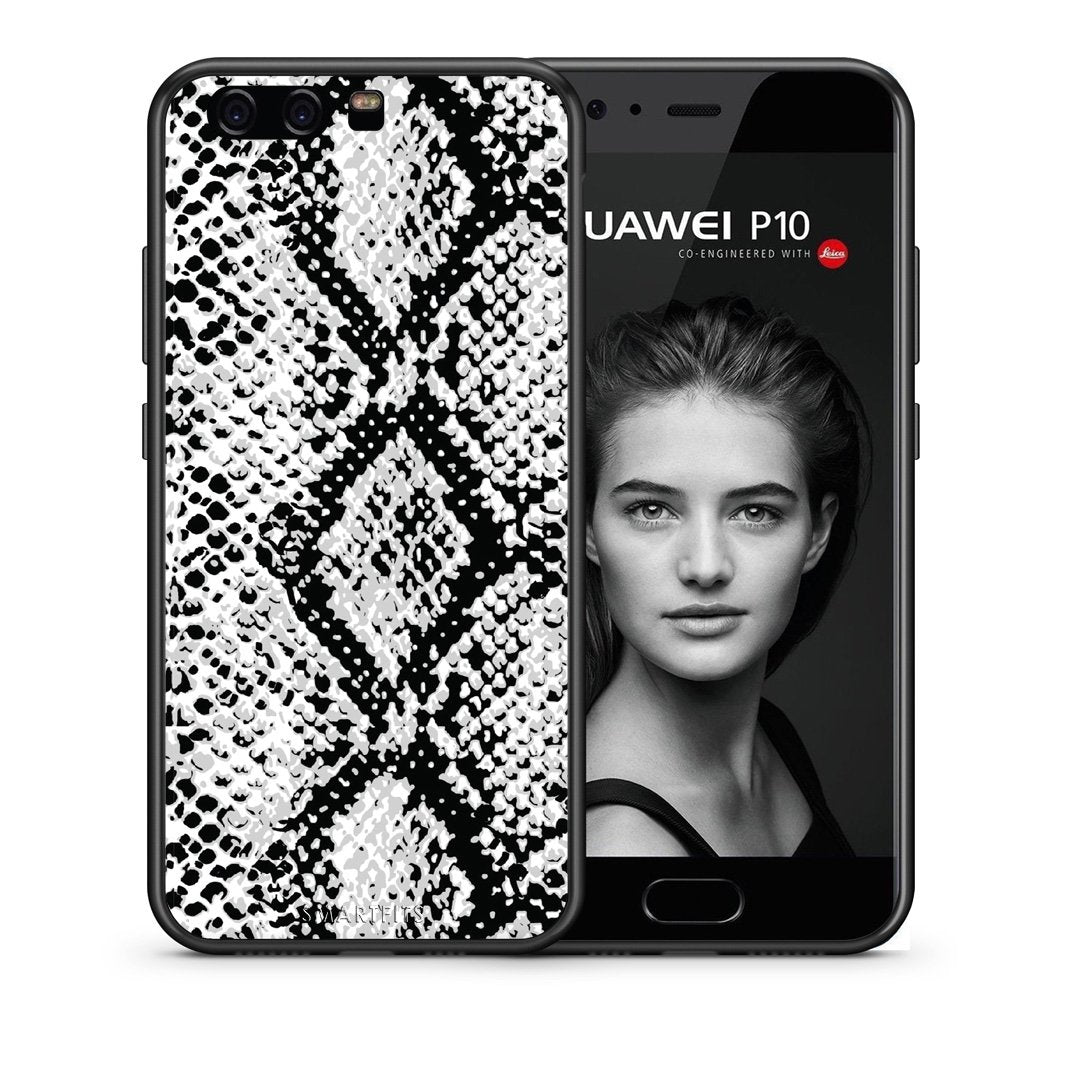 Θήκη Huawei P10 White Snake Animal από τη Smartfits με σχέδιο στο πίσω μέρος και μαύρο περίβλημα | Huawei P10 White Snake Animal case with colorful back and black bezels